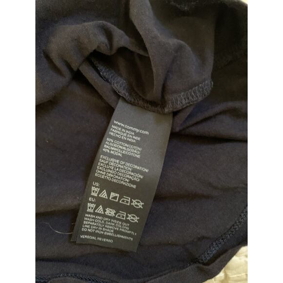 Tommy Hilfiger Tank Blouse Womens M Dark Blue Ruffle Gold Sequin Round Neck - Picture 5 of 6